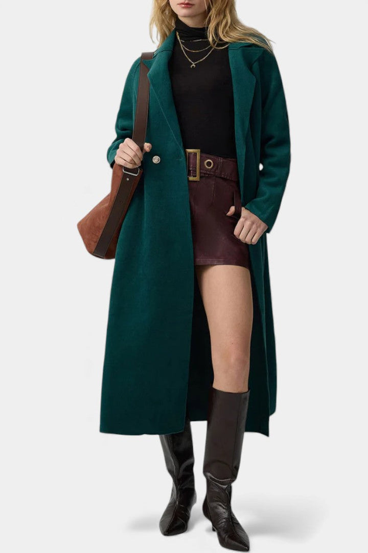 Isabella long coat side view full length