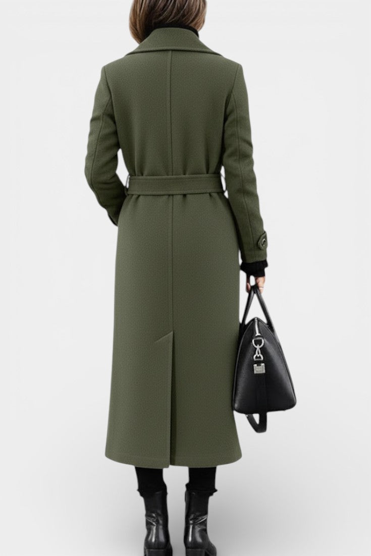Franka double-breasted coat in black front view