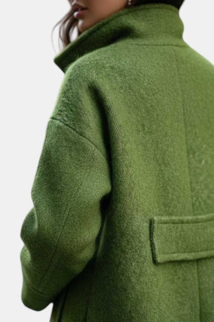 Camile oversized coat side view relaxed silhouette