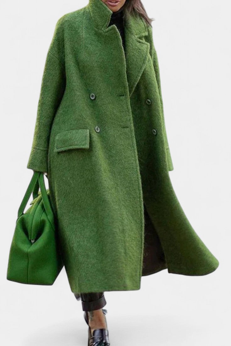 Camile oversized double-breasted long coat front view