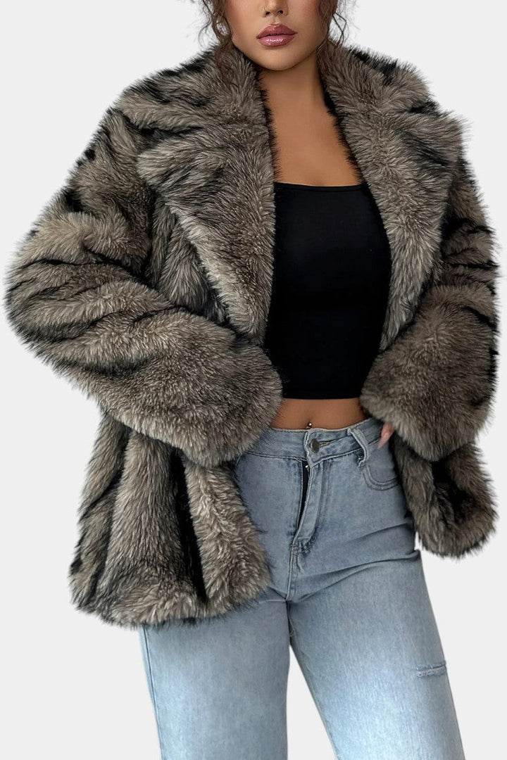 Vérène soft faux fur coat side view full length