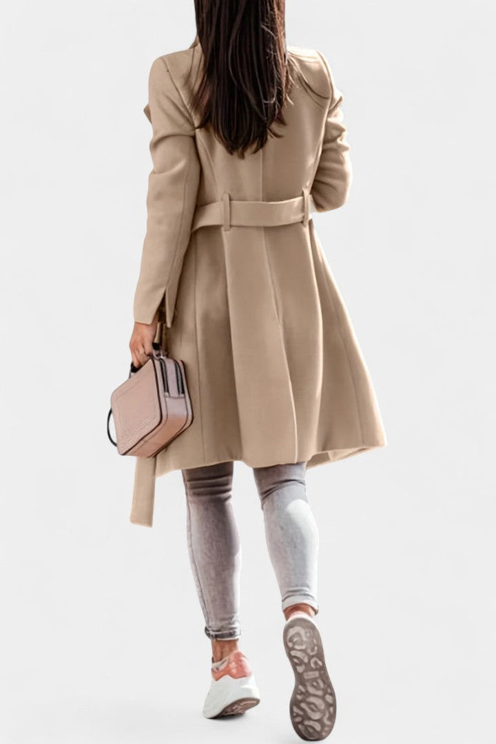 Kaya warm coat back view elegant silhouette