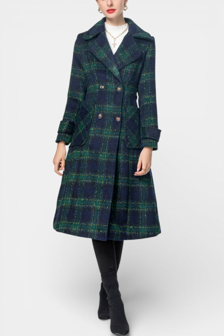 Lara blue-green coat three-quarter view