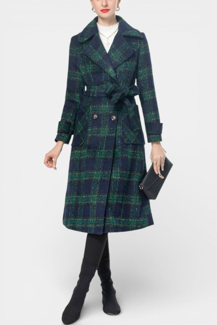Lara long coat side view full length model
