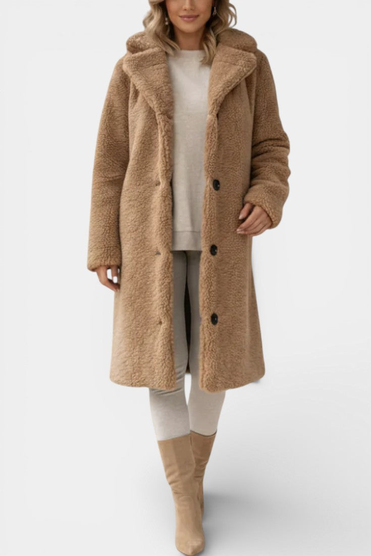 Verdeline oversized coat notched collar back view