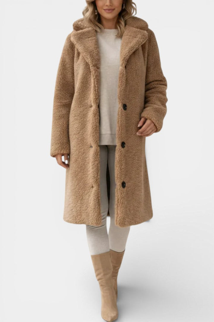 Verdeline oversized coat notched collar back view
