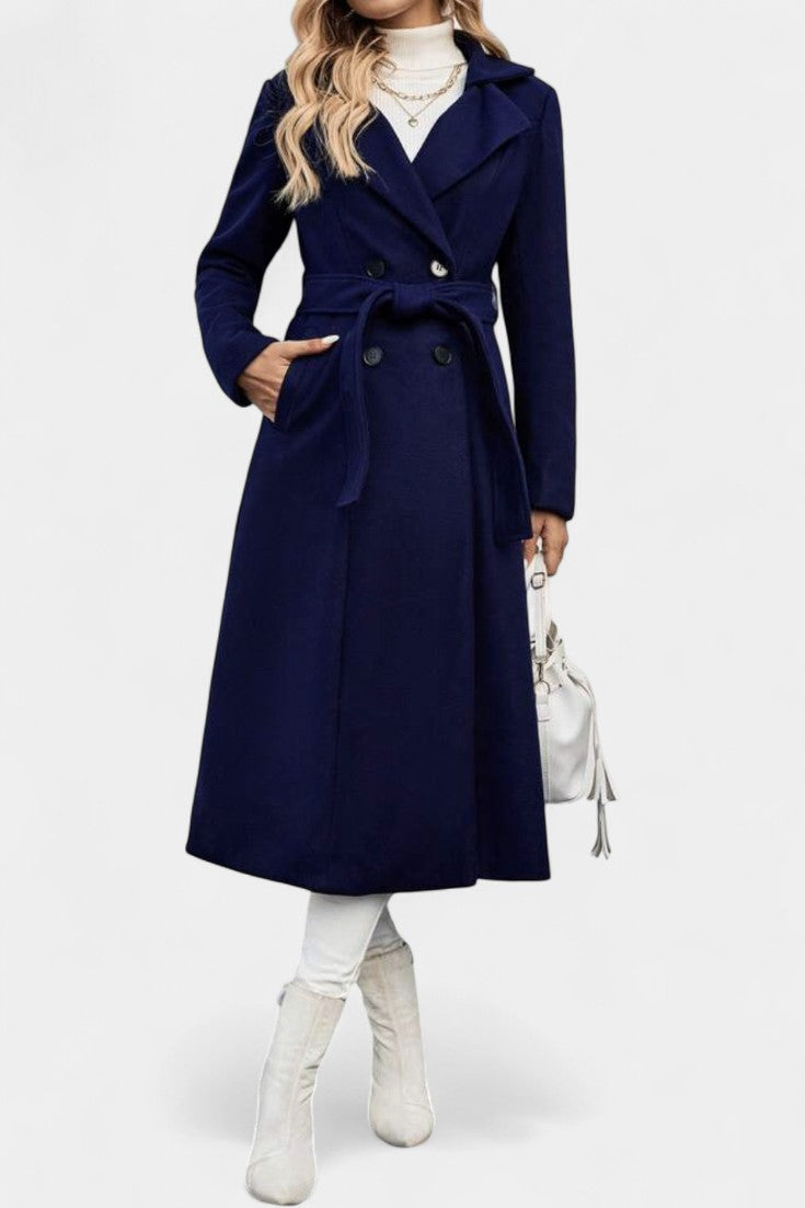 Mélissandre long coat pocket and hem detail