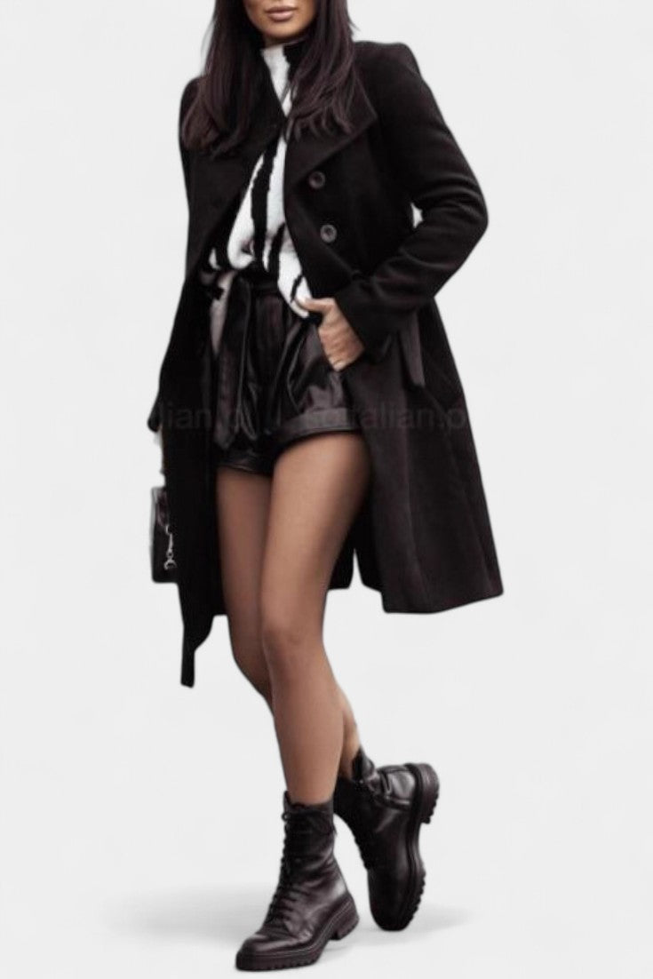 Kaya ladies coat button detail front open