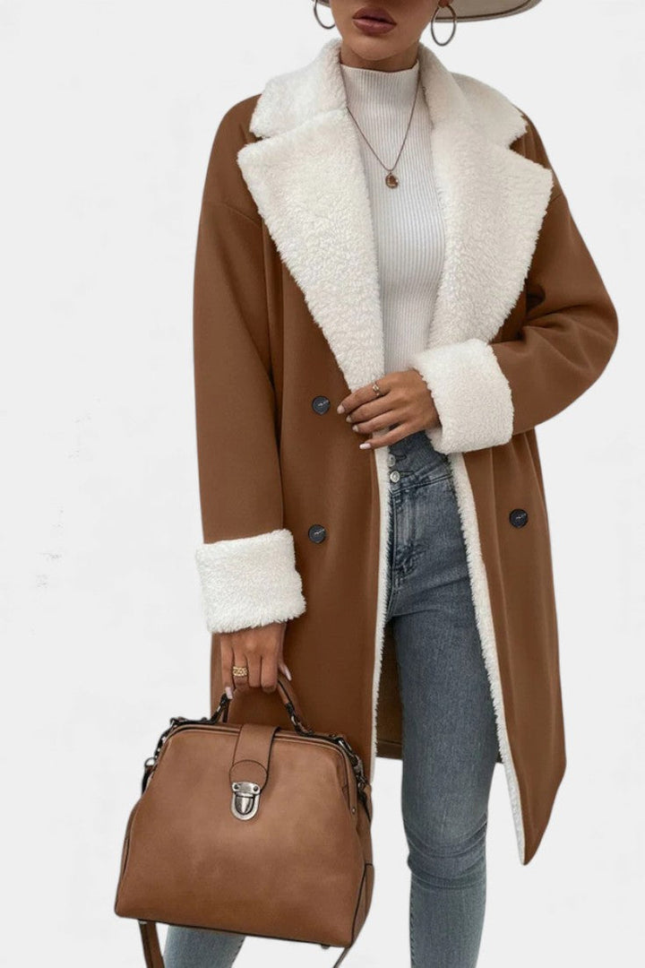 Romina warm winter coat belted waist detail
