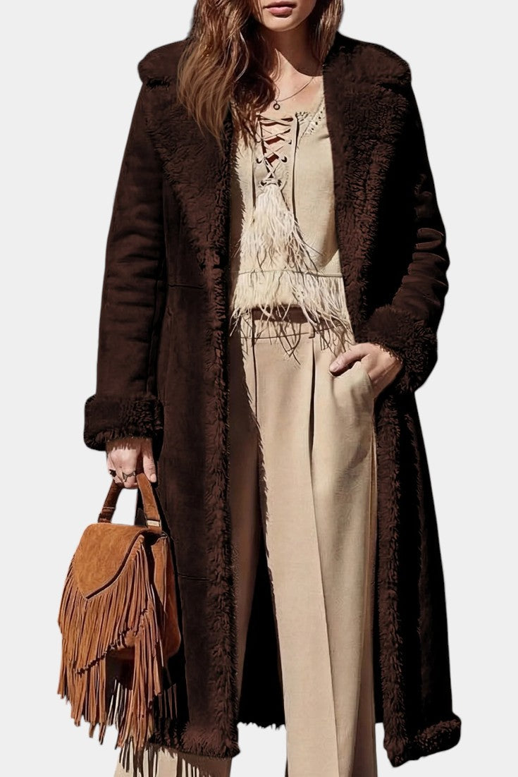 Massilia long thermal coat front view model