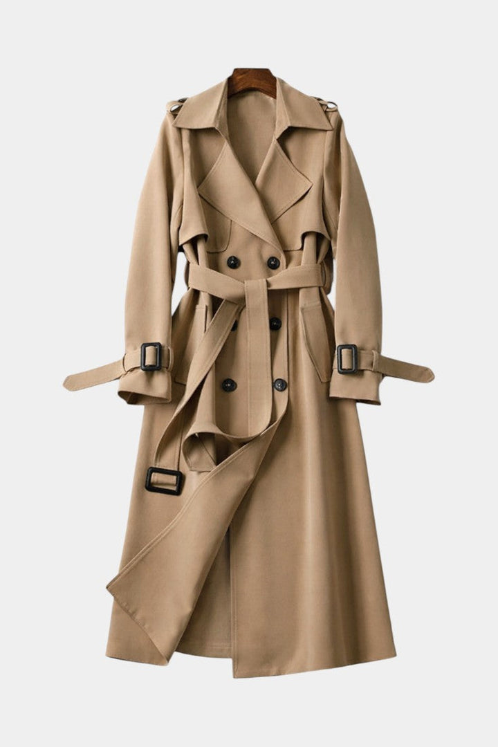 Romane coat belt and waist detail close-up