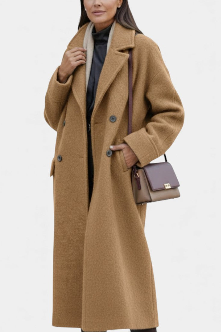 Camile double-breasted coat in beige front view