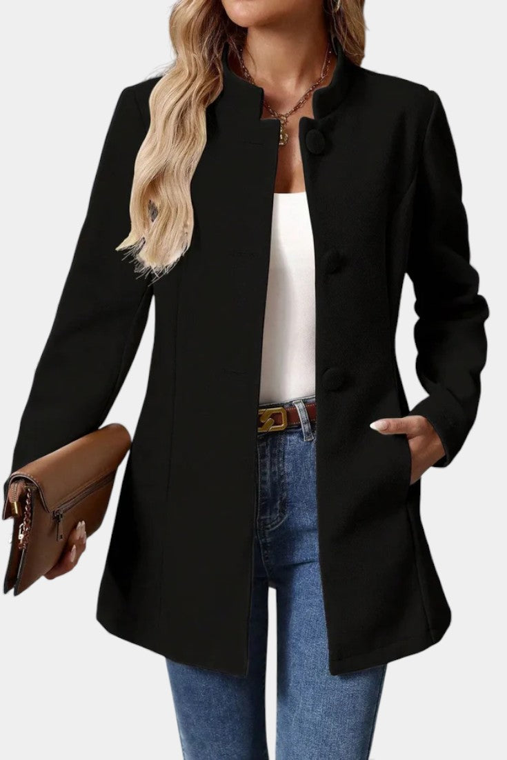 Lyana long coat three-quarter view model
