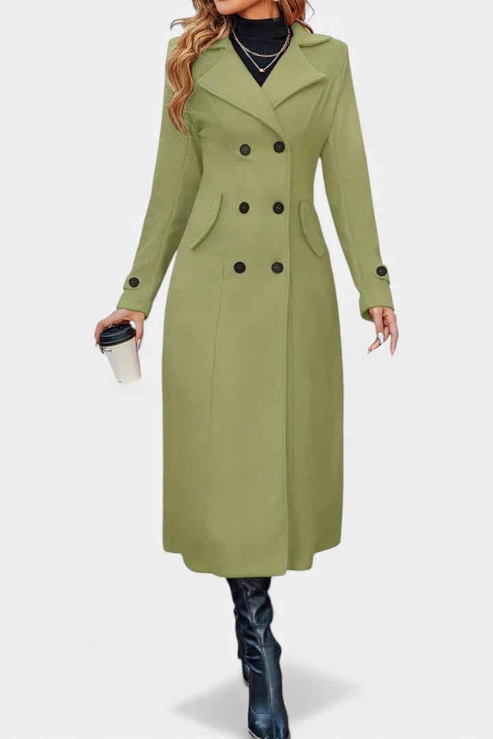 Naissa double-breasted coat in beige front view
