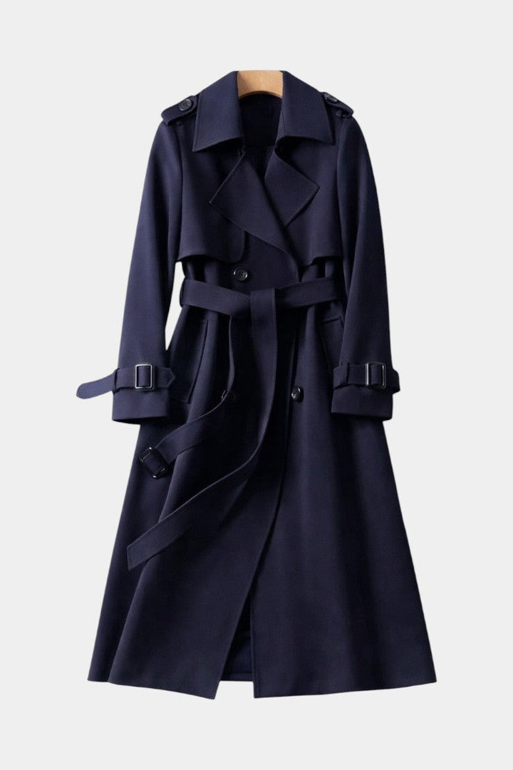 Romane coat in black front view model