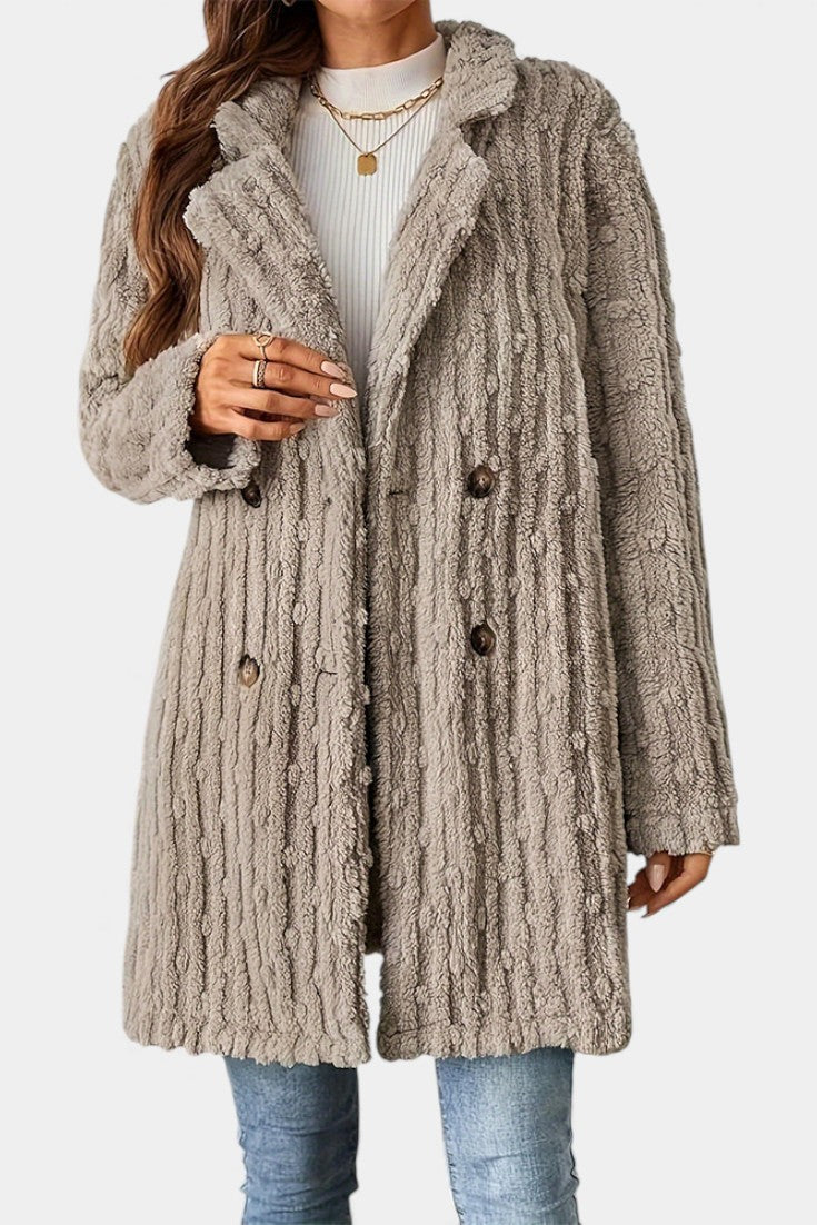 Ceres casual double-breasted mid-thigh jacket front view