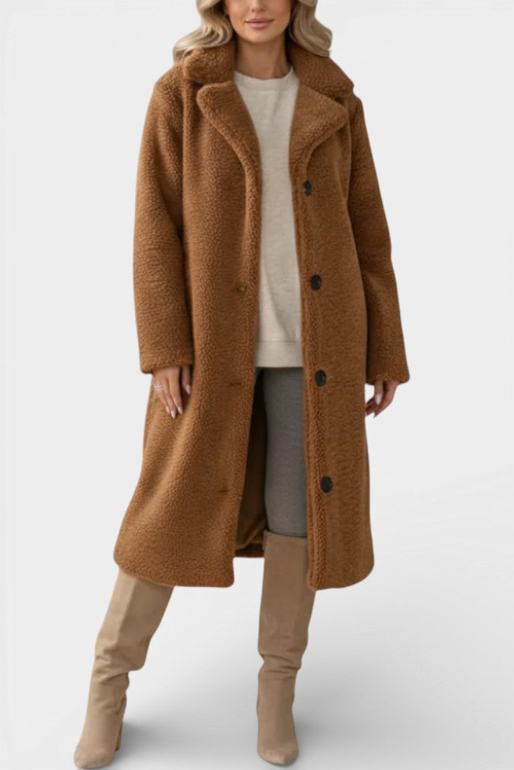 Verdeline coat worn open casual style front view
