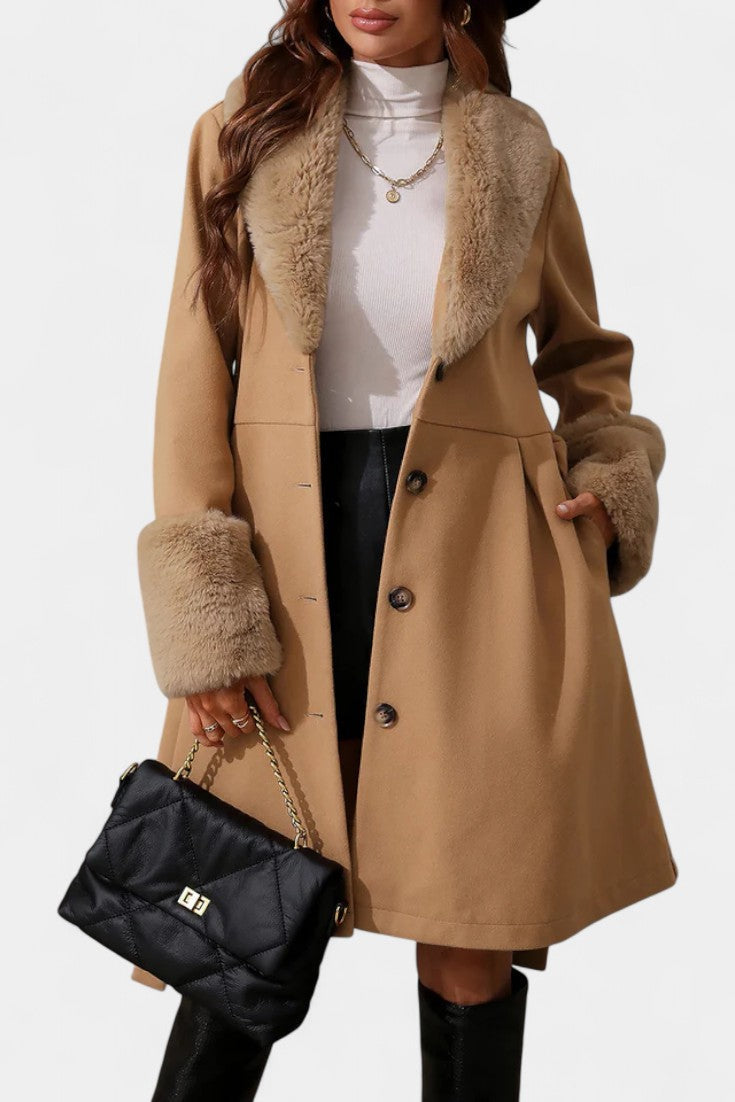 Colombine trapeze coat pocket and hem detail