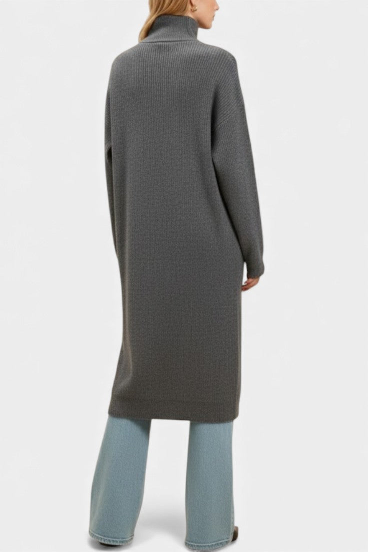 Clarisse long knit coat side view full length