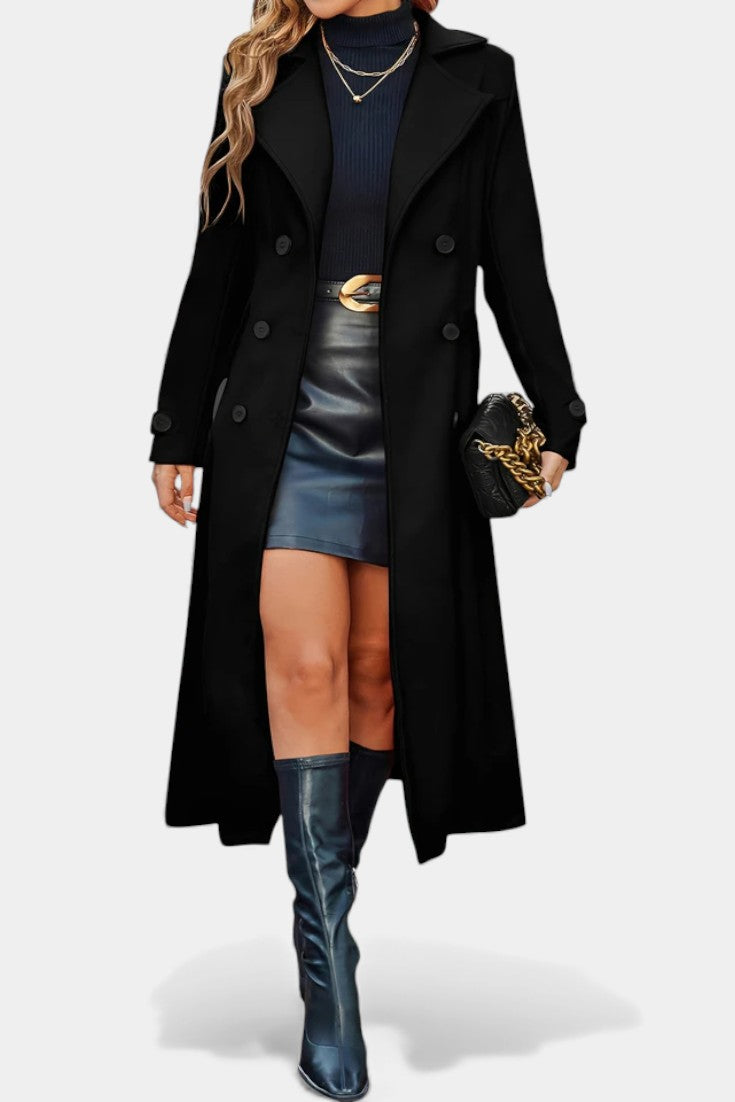 Naissa notched lapel coat in grey front view