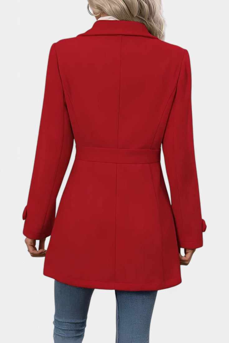 Cléophée belted coat side silhouette view