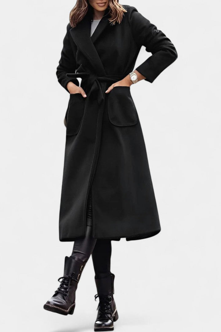 Capucine winter coat belted silhouette model pose