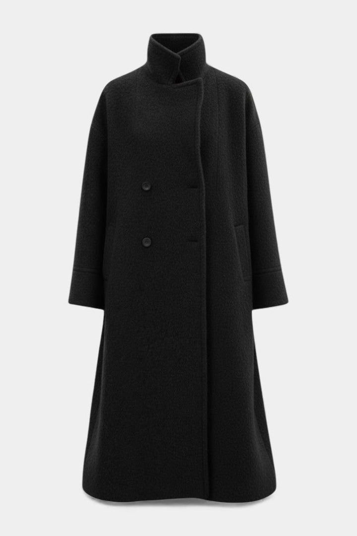 Camile notched collar detail standing model view