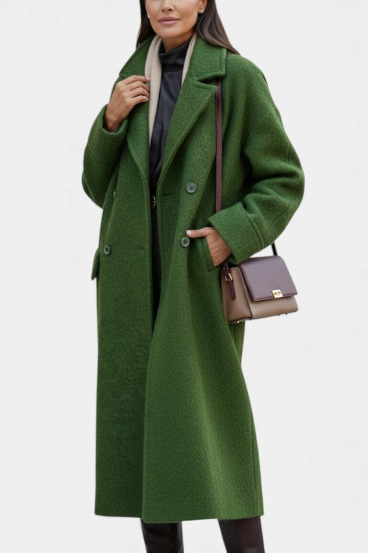 Camile coat in black front view model