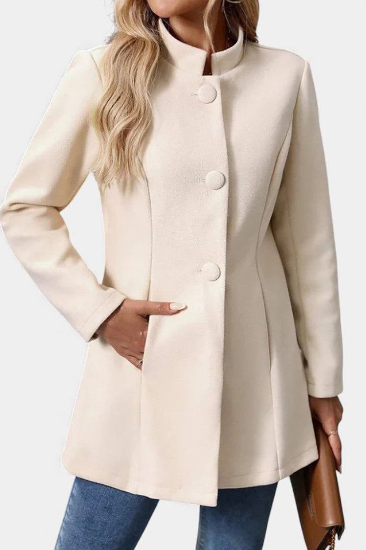 Lyana high collar coat back view model