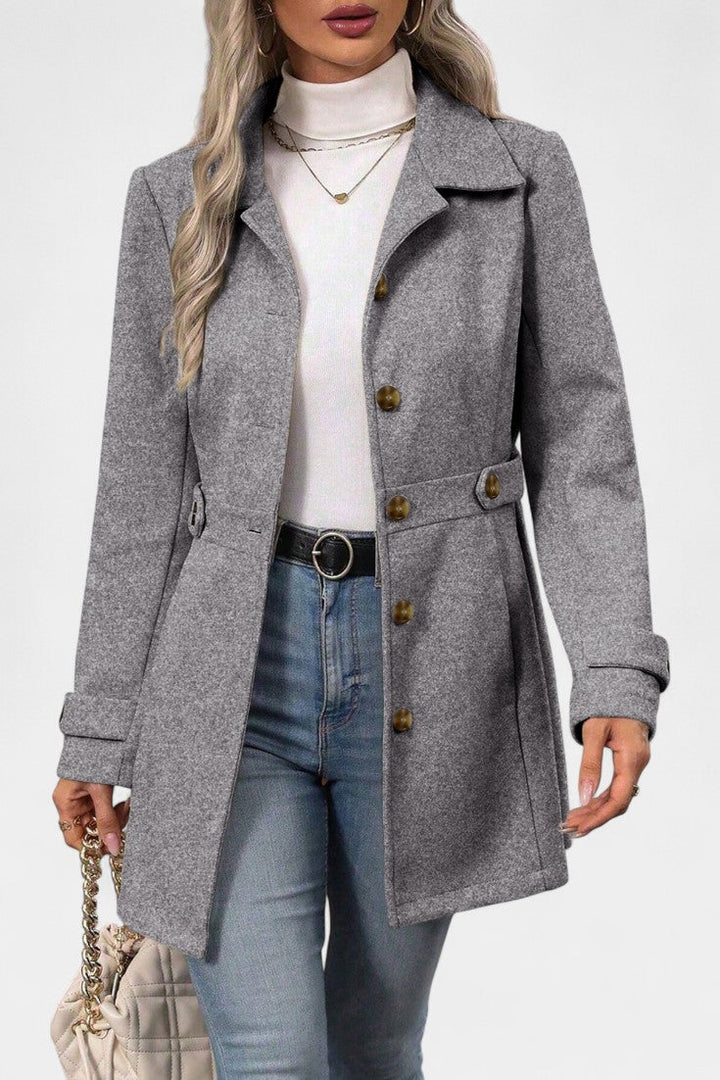 Cléophée elegant coat full length flatlay view
