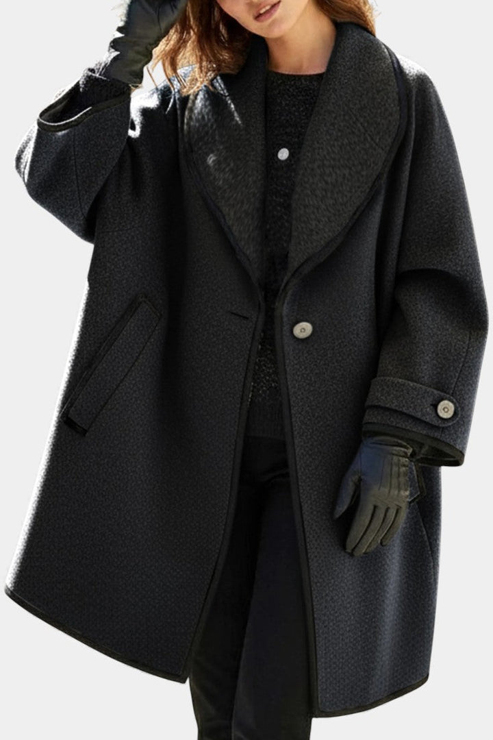 Harper oversized coat half-length model view