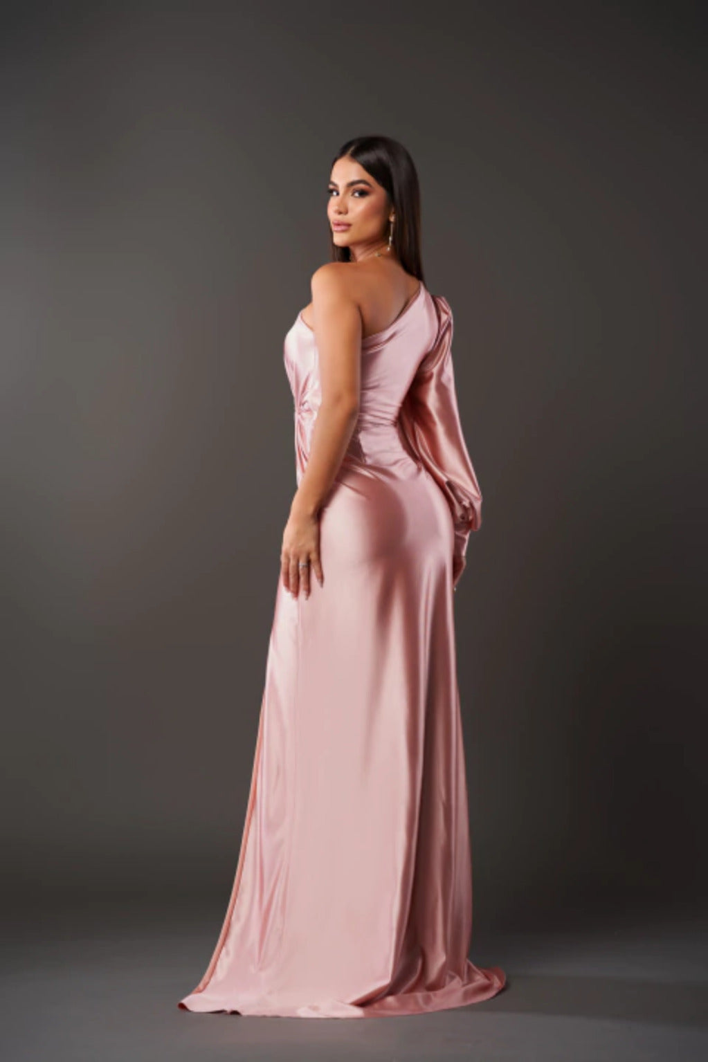 One-Shoulder Knot Front Split Sleeve Homecoming Dress