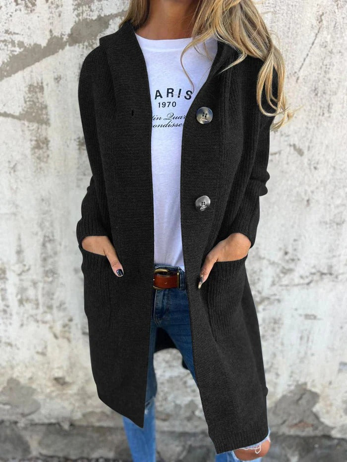 Yasmine – Long Knit Cardigan with Hood