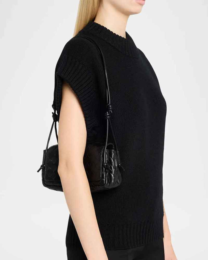 Evening Chic Curved Leather Shoulder Companion