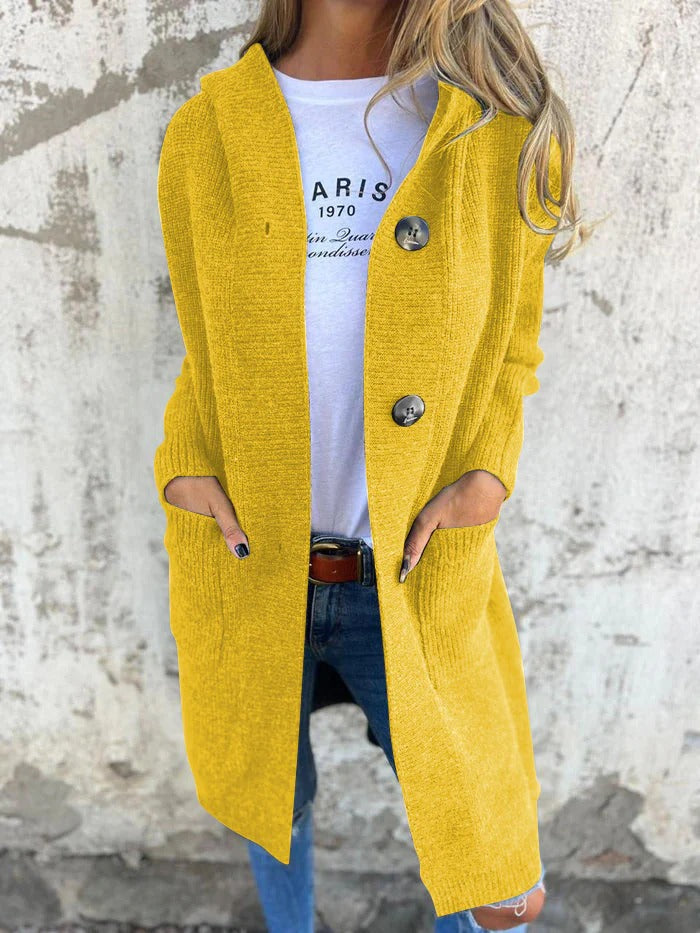 Yasmine – Long Knit Cardigan with Hood