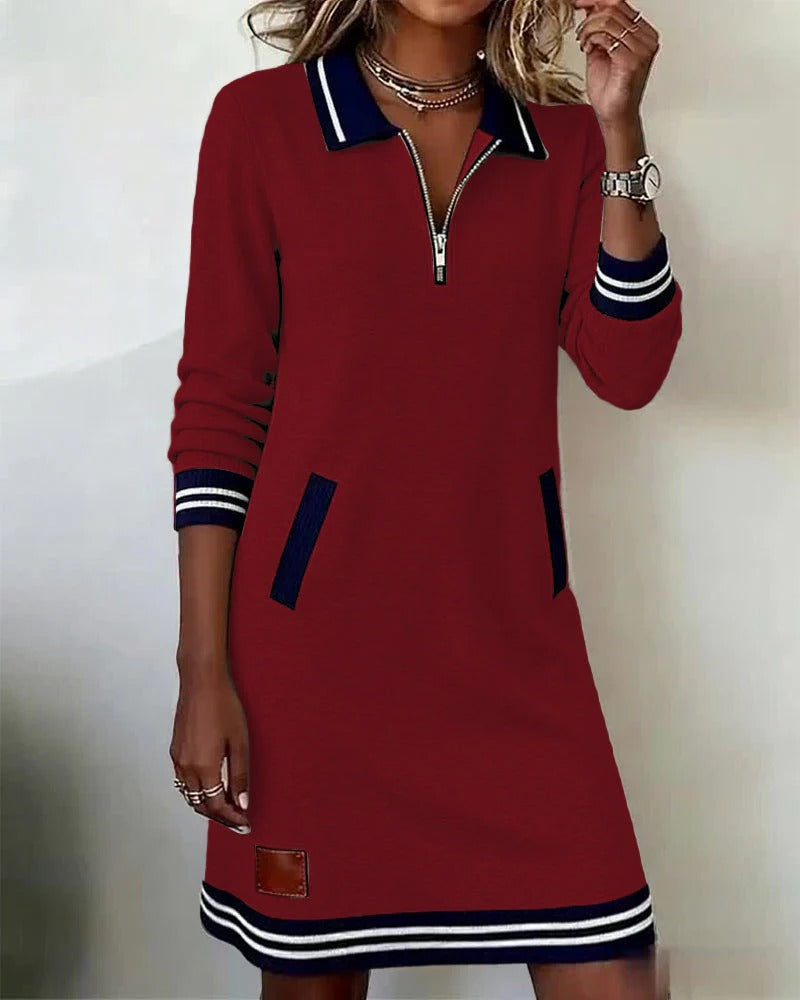 Cassidy | Women's Quarter-Zip Collared Sweatshirt Dress