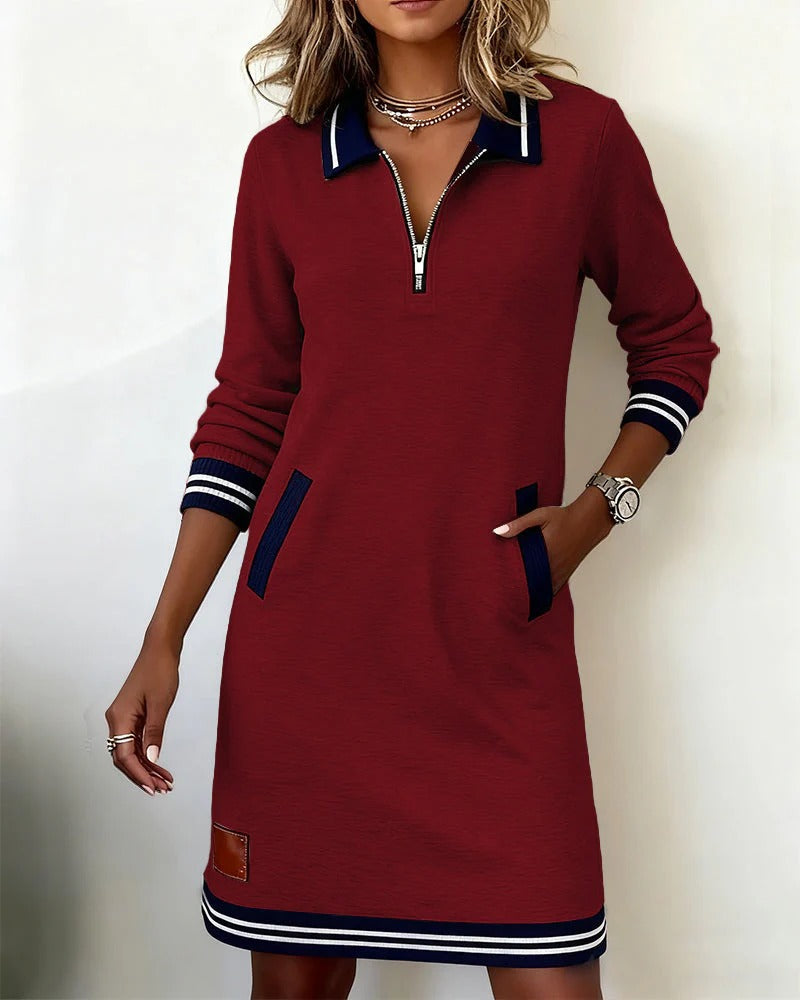 Cassidy | Women's Quarter-Zip Collared Sweatshirt Dress