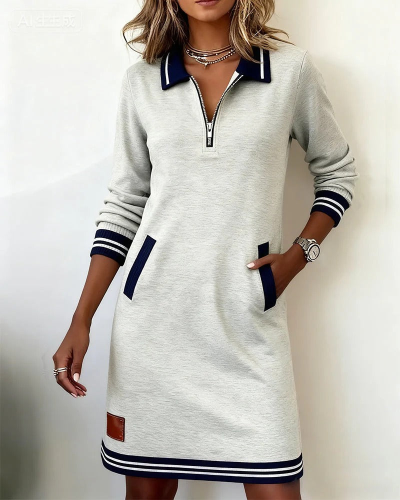 Cassidy | Women's Quarter-Zip Collared Sweatshirt Dress