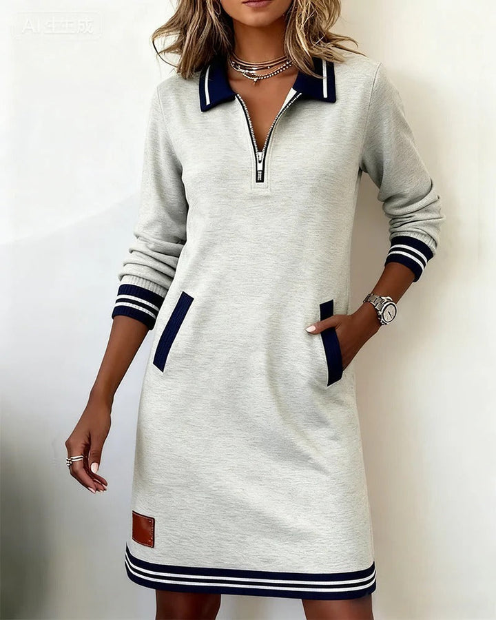 Cassidy | Women's Quarter-Zip Collared Sweatshirt Dress