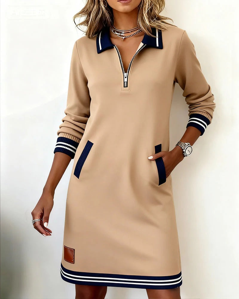 Cassidy | Women's Quarter-Zip Collared Sweatshirt Dress