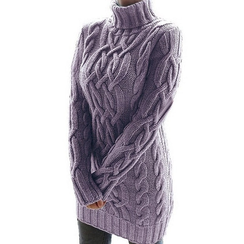 Ophelia | Women's Cable Knit Turtleneck Sweater Dress
