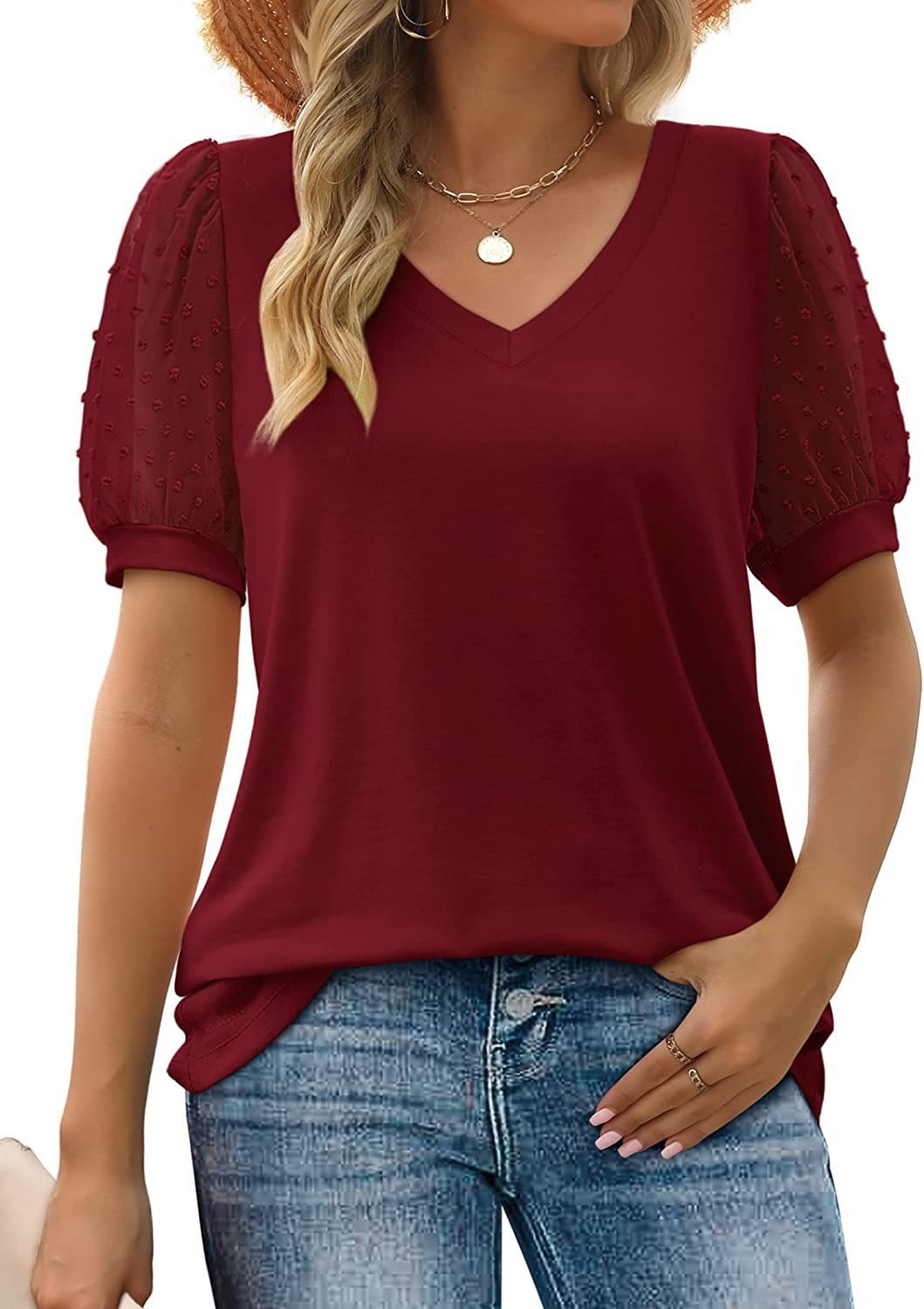 Jessica Puff-Sleeve Top — styled view