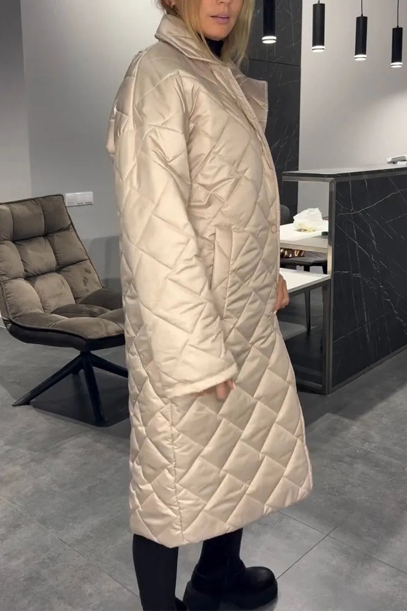 Marisol | Women's Longline Quilted Coat with Leopard Print Lining