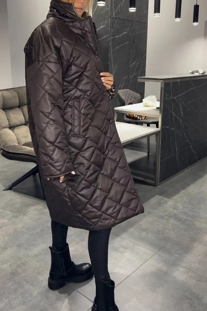 Marisol | Women's Longline Quilted Coat with Leopard Print Lining