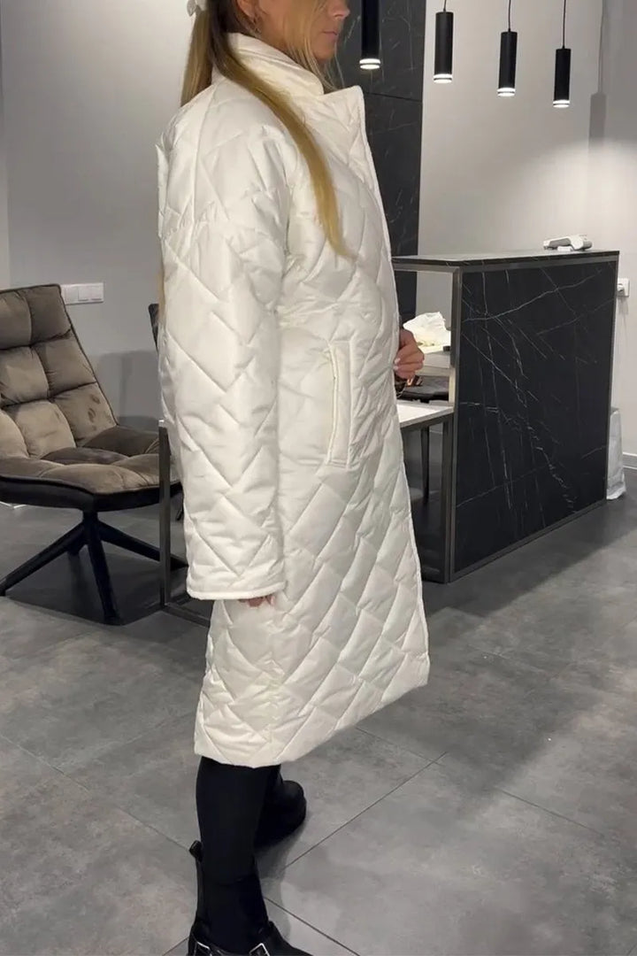 Marisol | Women's Longline Quilted Coat with Leopard Print Lining