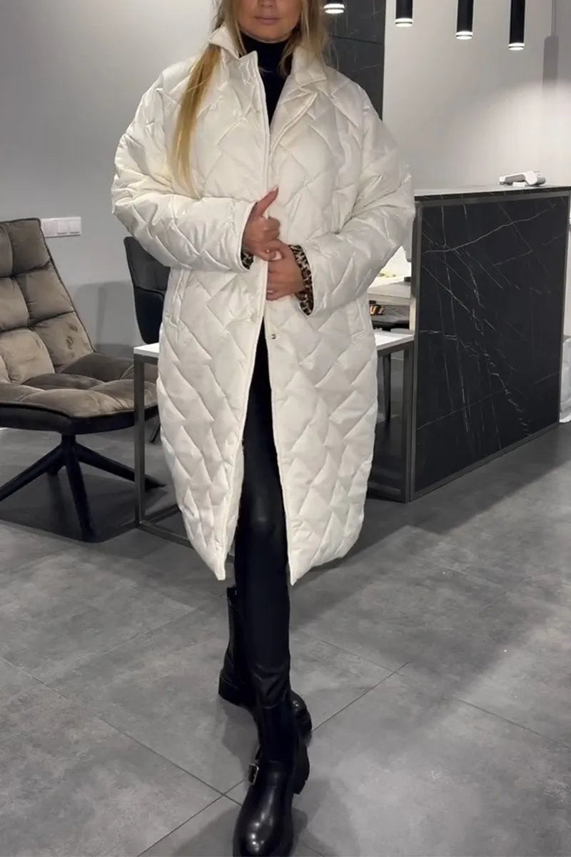 Marisol | Women's Longline Quilted Coat with Leopard Print Lining