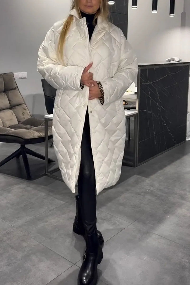 Marisol | Women's Longline Quilted Coat with Leopard Print Lining