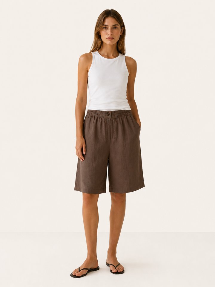 Kaida | Linen Shorts with Elastic Waist and Relaxed Fit