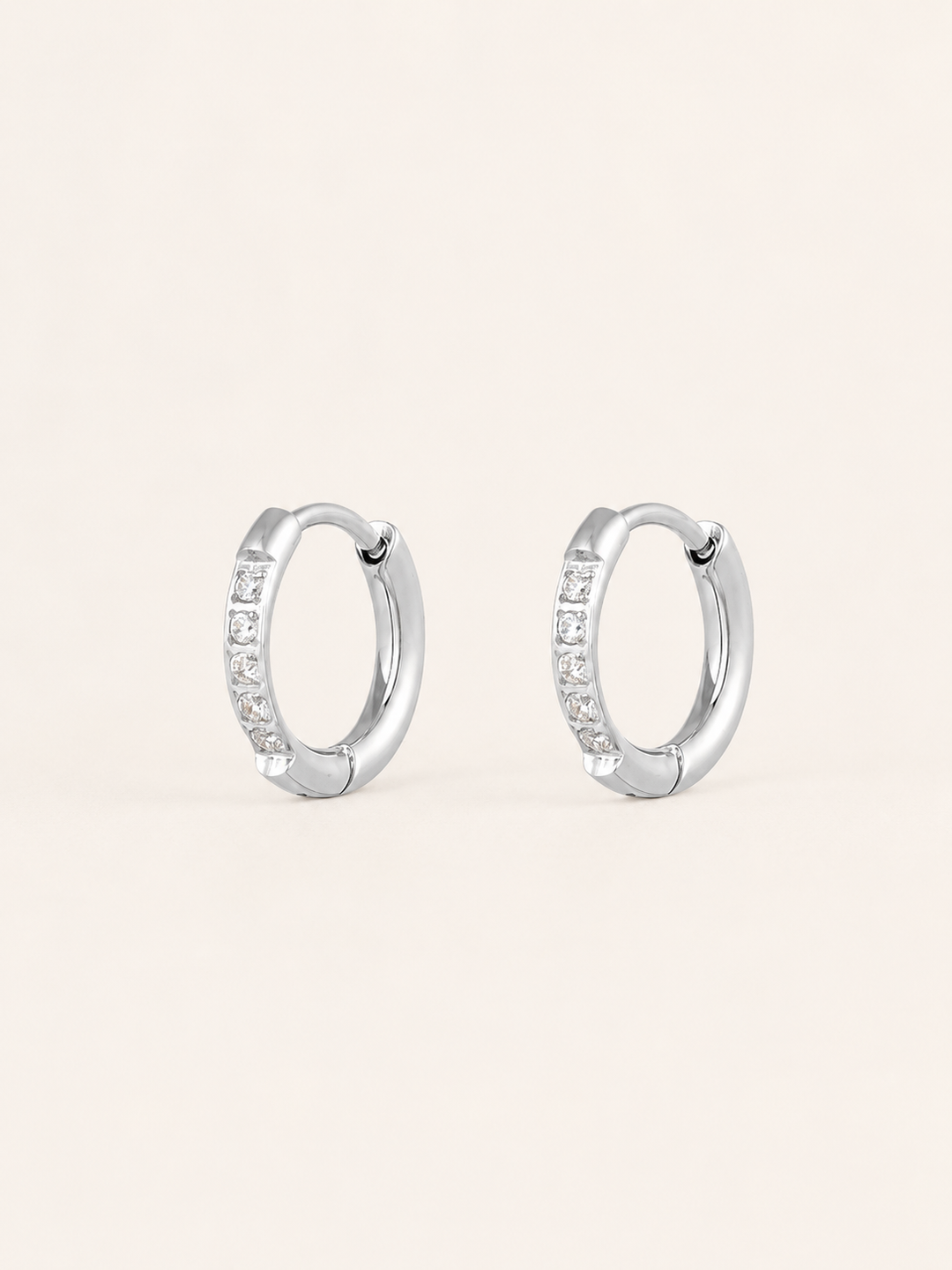 Keeva | Stone-Set Hoop Earrings with Polished Finish