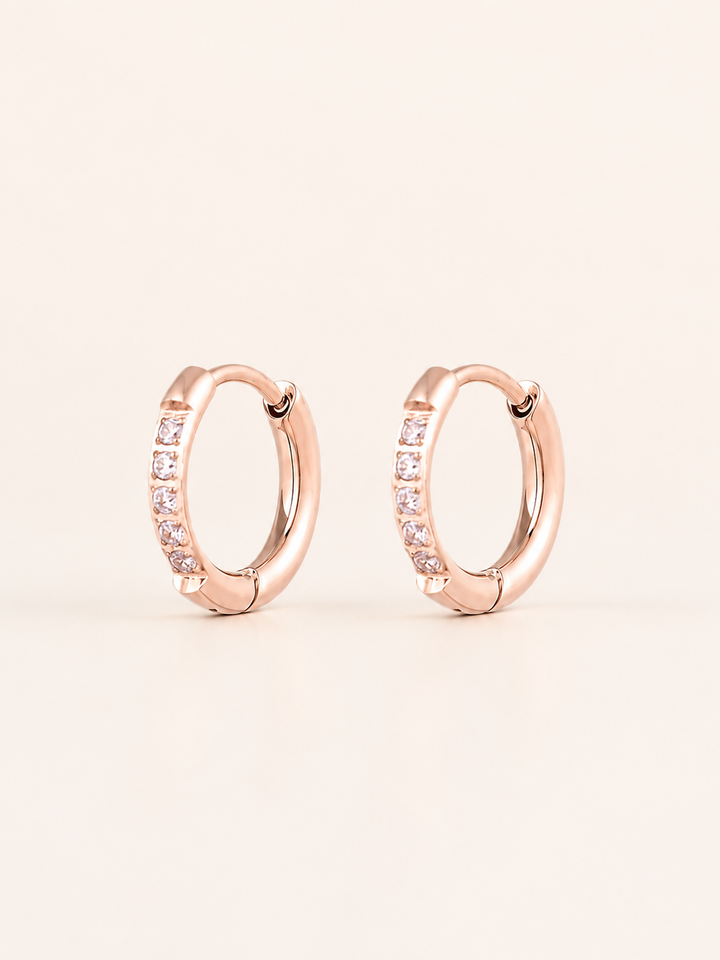 Keeva | Stone-Set Hoop Earrings with Polished Finish